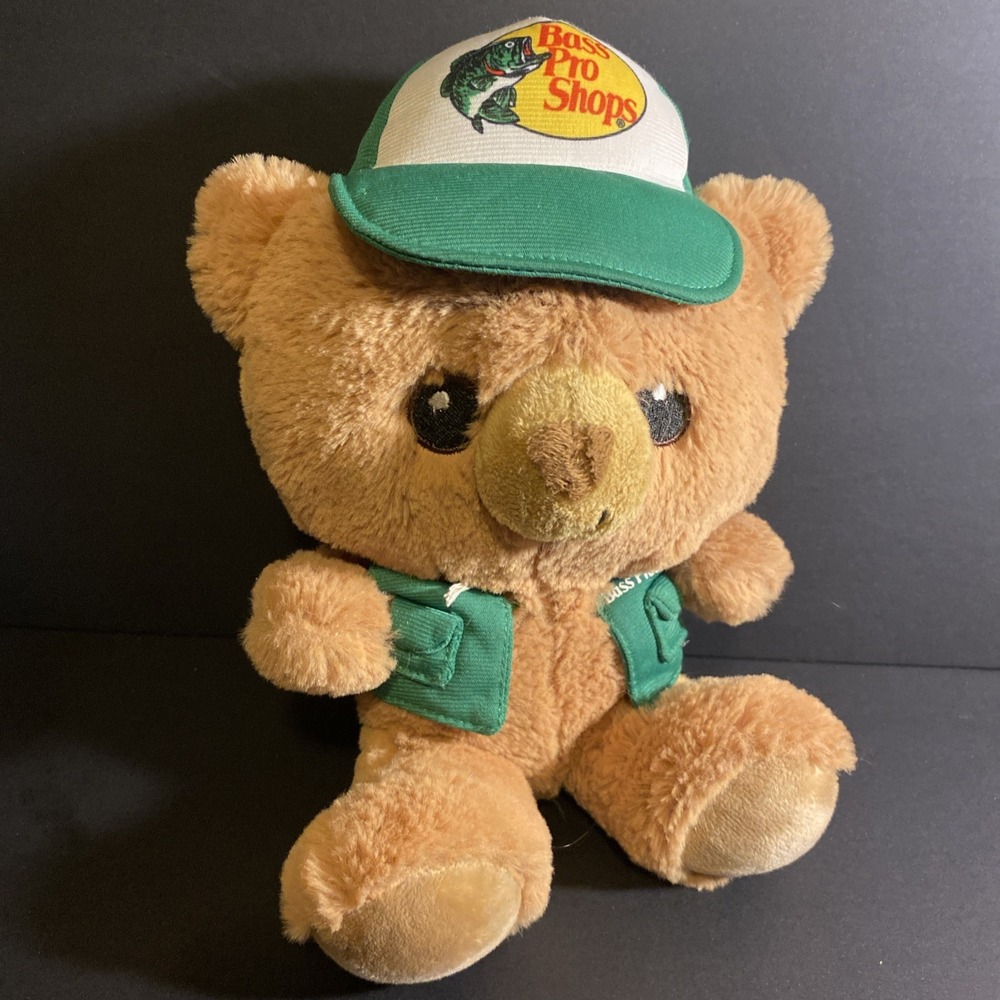 Bass Pro Shops Trucker Hat Bear Plush Toy limited edition